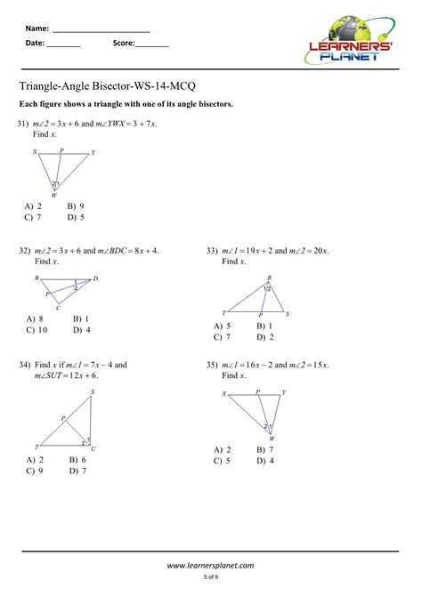 <b>Angle</b> <b>Bisector</b> Given: A. . Angle bisector worksheet pdf with answers